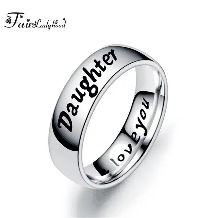 FairLadyHood-Bagues en acier inoxydable pour hommes et femmes, bijoux classiques, "Love You MOM Destroy D SON FILLE", membres de la famille