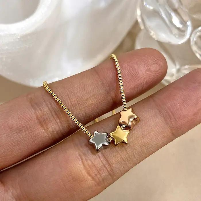Collier à perles étoiles tricolores mignonnes pour femmes