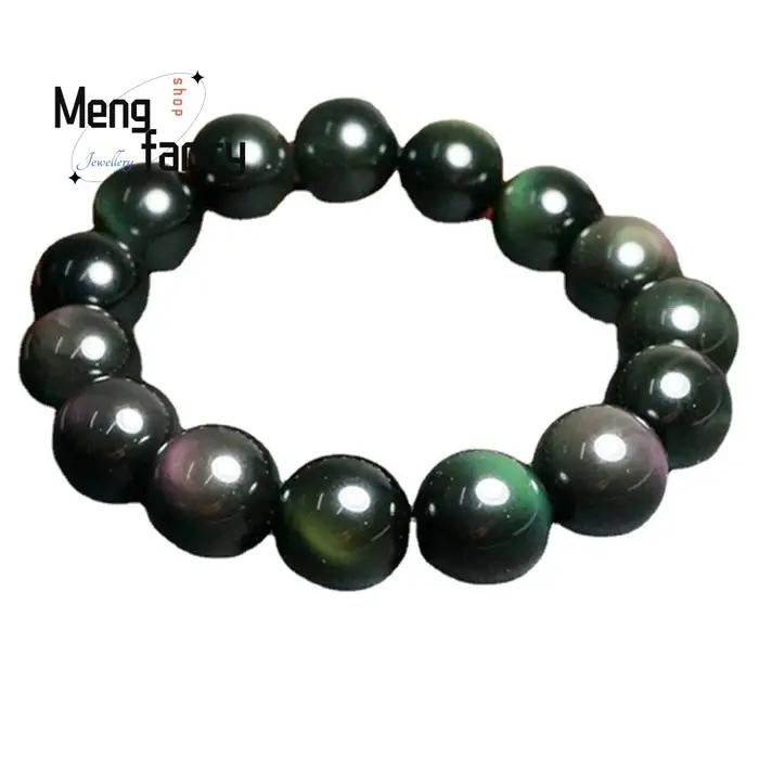 Bracelet en obsidienne œil arc-en-ciel naturel pour couple