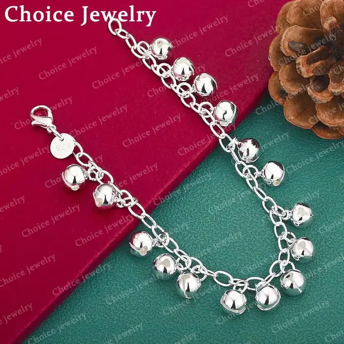 Bracelets à breloques en argent sterling 925 avec perles clochettes pour femmes, bijoux de mode, sty
