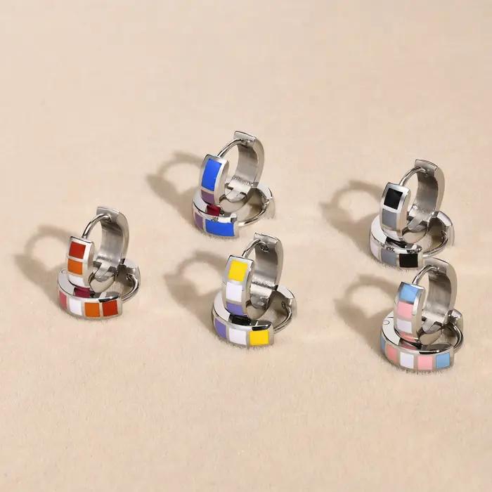 Boucle d'oreille Huggie arc-en-ciel LGBT pour Leibian Gay