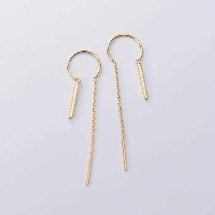 Boucles d'oreilles pendantes minimalistes en argent 925 La Monada pour femmes, design géométrique, bijoux élégants et sophistiqués, occasions spéciales