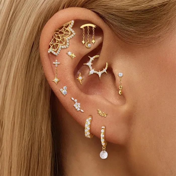 Boucles d'oreilles ROXI argent sterling 925 motifs floraux poissons serpents bijoux romantiques et exquis pour femmes occasions spéciales