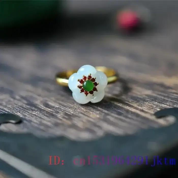 Bague en fleur de jade MC bijou de jade naturel réglable cadeau pour femme occassions spéciales traditionnelle alliance de mariage elegance et symbole de pureté