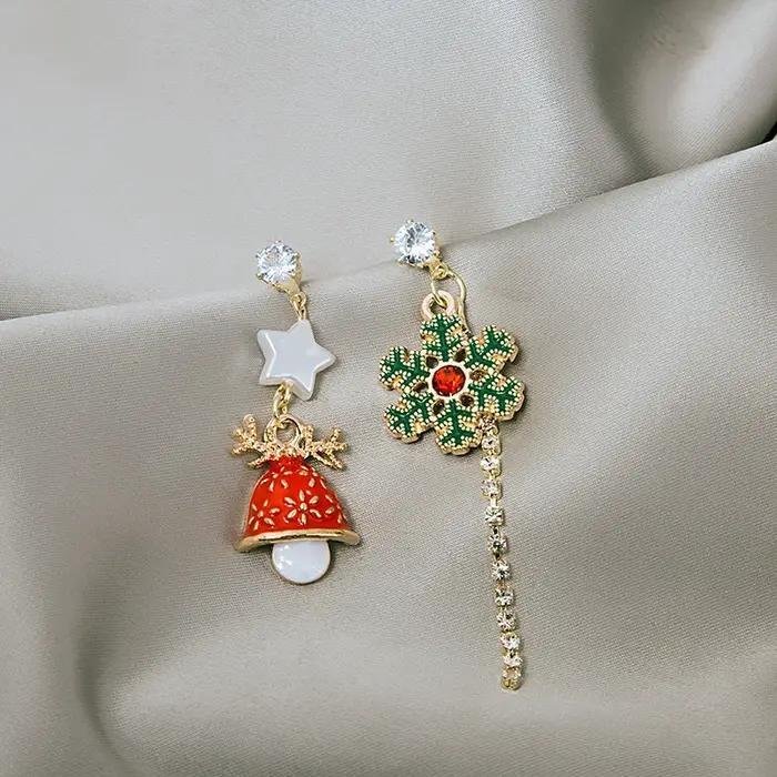 Boucles d'oreilles délicates en forme d'arbre de noël pour femmes, perles colorées, étoiles, père no