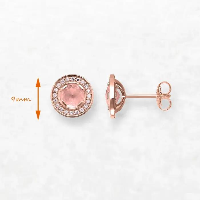 Boucles d'oreilles rondes rose Light of Luna en argent sterling 925 pour femmes occasions spéciales style moderne et élégant