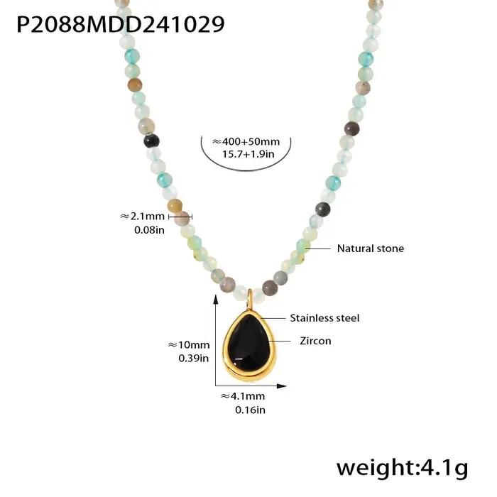 Magnifique collier en pierres naturelles vertes pour femmes