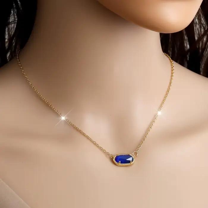 Collier pendentif en pierre précieuse de cristal pour femmes, maman, filles, plaqué or véritable 18