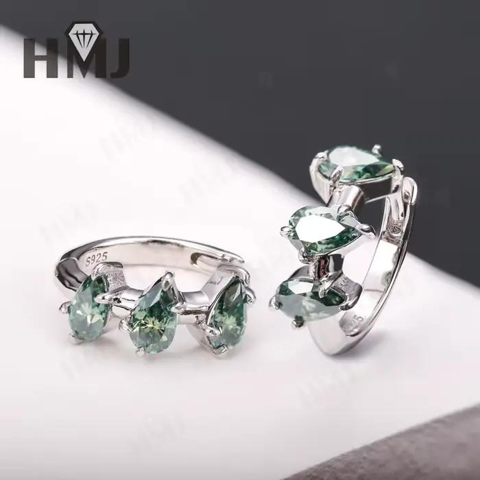 Boucles d'oreilles en moissanite cyan rubis cultivé en laboratoire 2,1 carats, argent S925, or 14K, taille poire, couleur D, bijoux cadeau pour mariage ou anniversaire