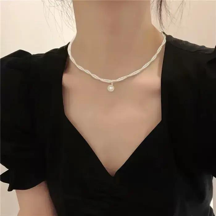 Collier de perles vintage français pour femme