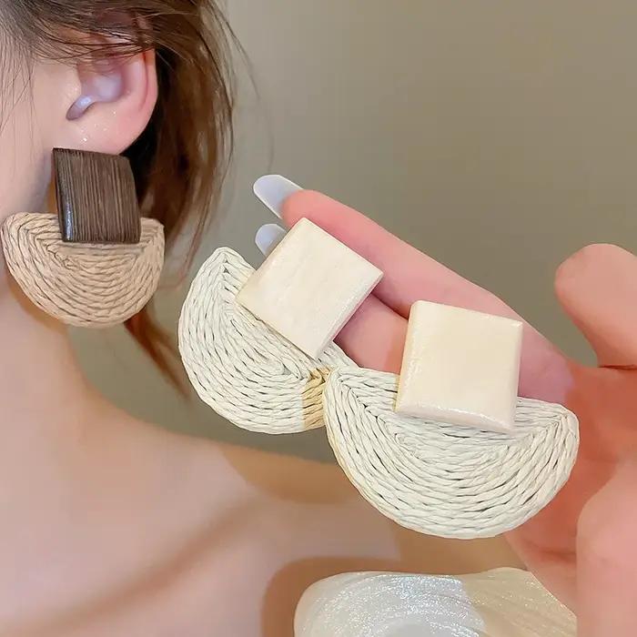 Boucles d'oreilles bohème rétro en demi-cercle pour femmes