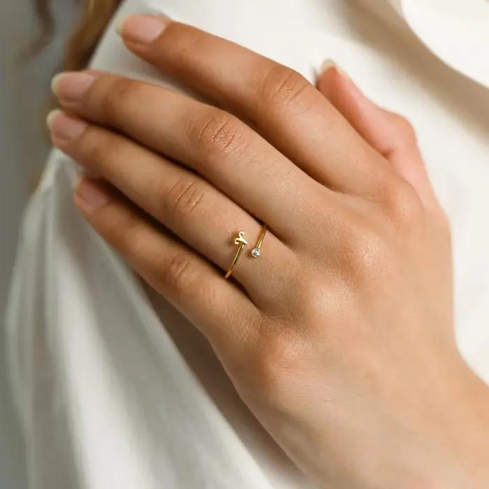 Bague ouverte en acier inoxydable pour femmes
