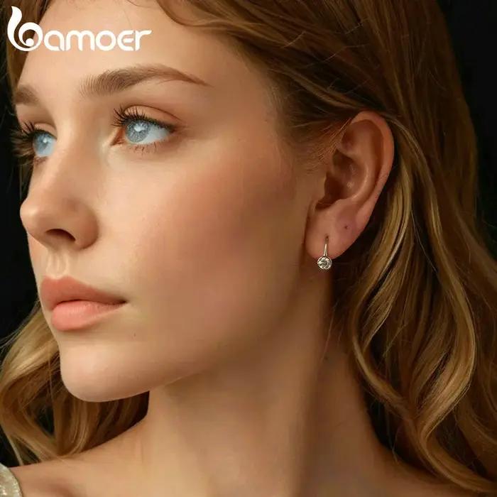 BAMOER 0.5CT boucles d'oreilles rondes Moissanite 925