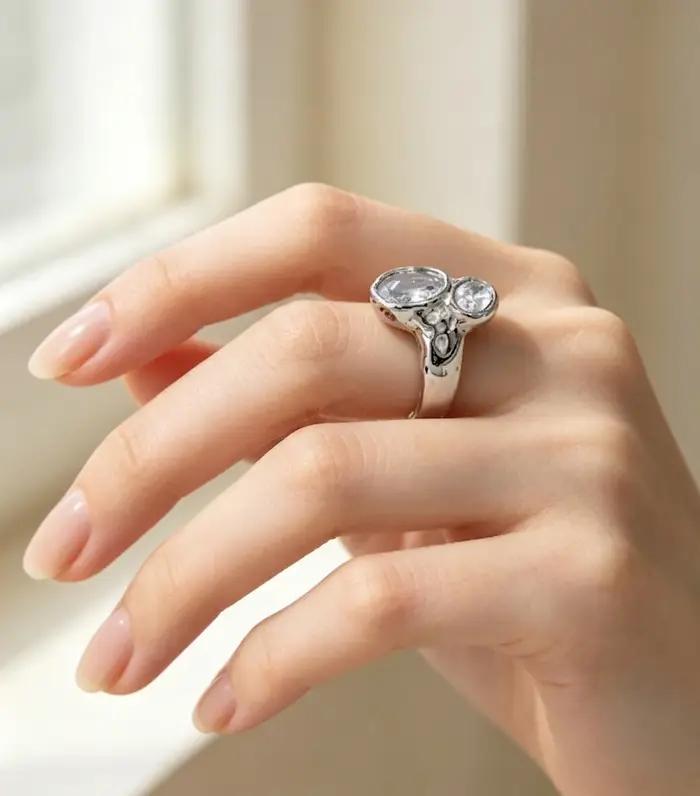 E.B.belle – bague à double tête en Zircon pour femmes