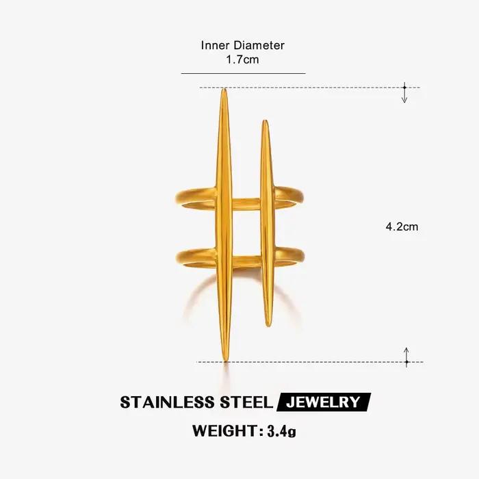 LATS nouveau Design mode Pop plaqué or en acier inoxydable ligne bague pour femmes Couple personnalité Hip Hop bijoux en gros