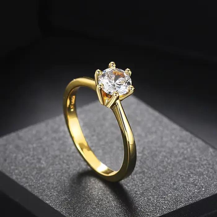 Bague de mariage en zircone cubique plaquée or 14K pour femme, alliance de mariage classique, occasion spéciale, demande en mariage, anniversaire