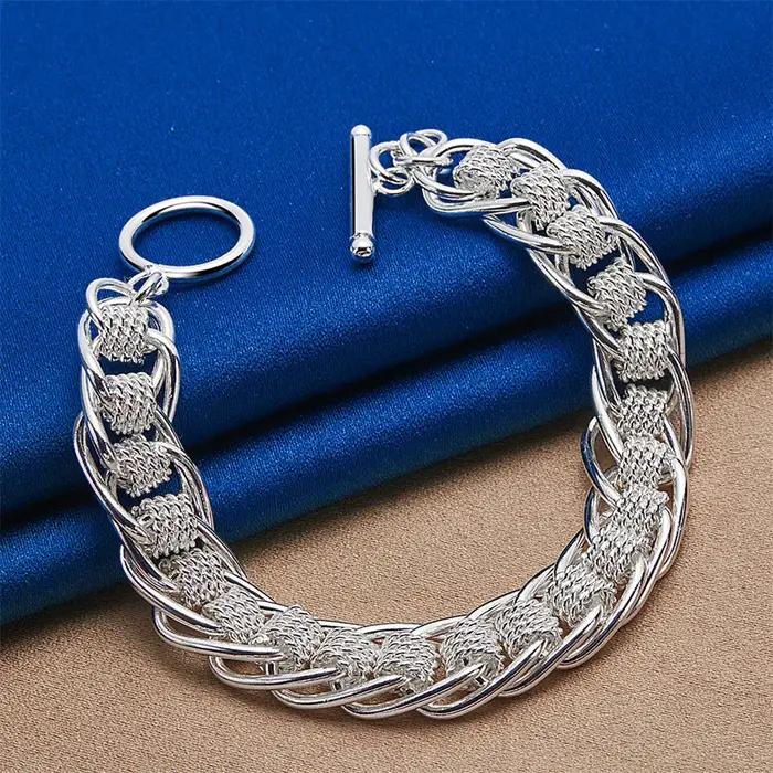 Bracelet en maille ronde exquise de 8 pouces en argent sterling 925