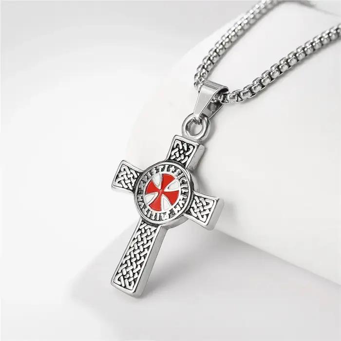 Collier pendentif croix style punk pour hommes bijou unique croix chevalier templier amulette bijou homme occasions spéciales