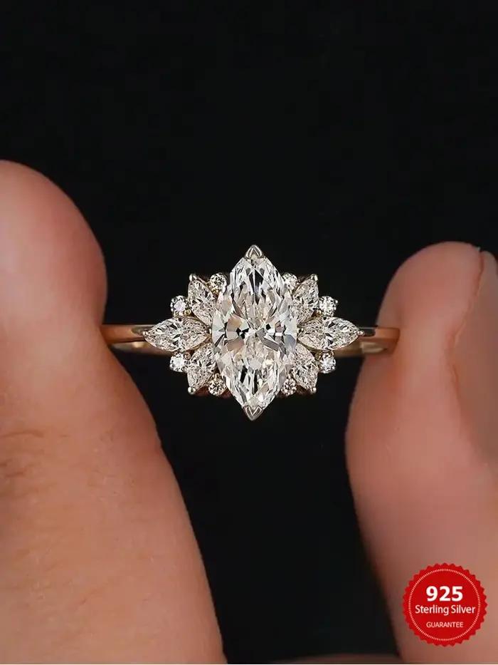 Bague en argent sterling 925 sertie de zirconium blanc élégante à offrir pour femmes occasions spéciales mariage fiançailles