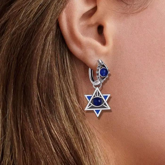 Boucles d'oreilles étoile de David en argent sterling 925 élégantes pour femmes occasions spéciales partis galas et soirées mondaines