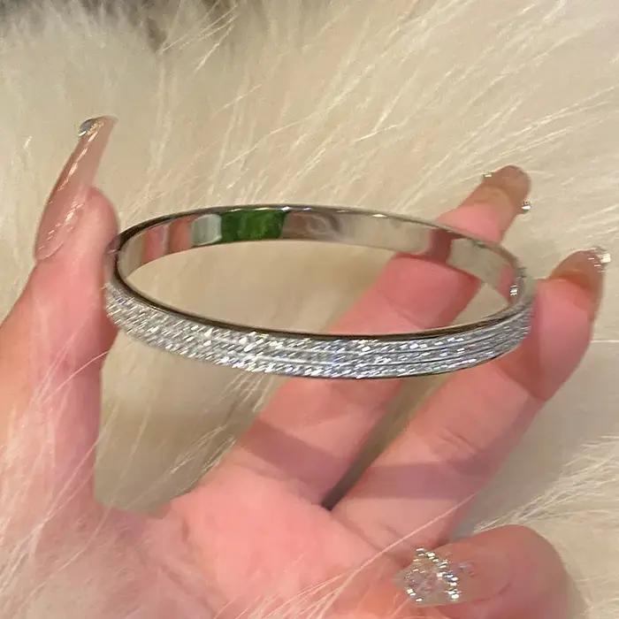 Bracelet doré en titane et acier pour femme, haut de gamme, ne se décolore pas, en Zircon brillant,