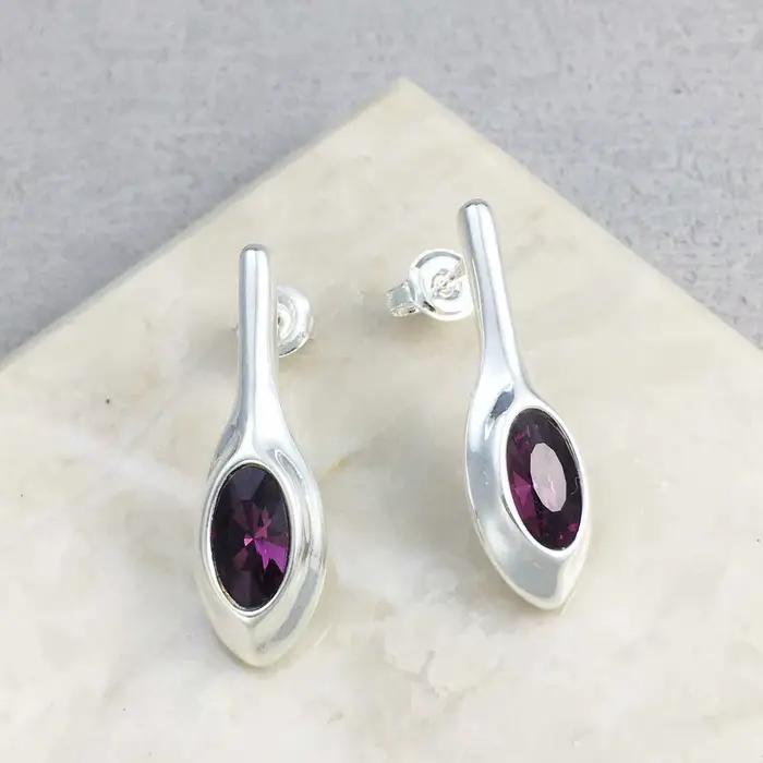 Boucles d'oreilles géométriques en cristal coloré or argent