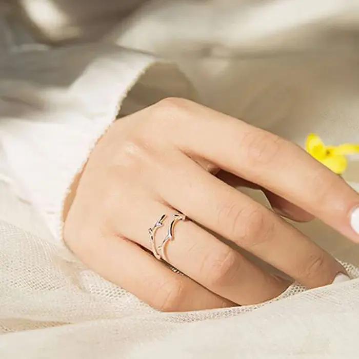 Huitan – bague fantaisie en forme de feuille d'olive pour femmes