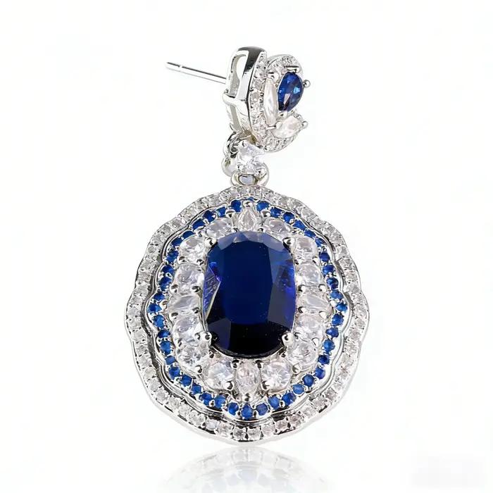 Boucles d'oreilles de luxe en saphir bleu