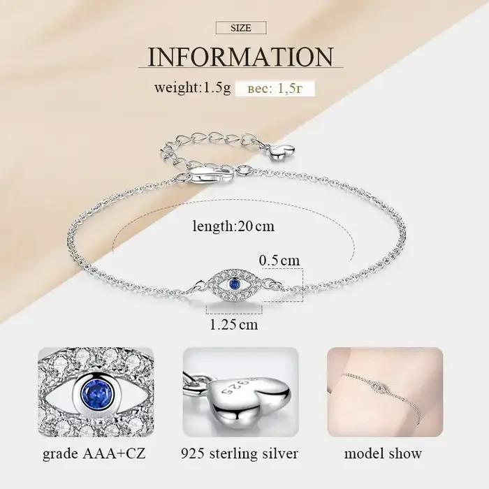 Bracelet porte-bonheur œil turc KALETINE en argent sterling 925 pour femmes