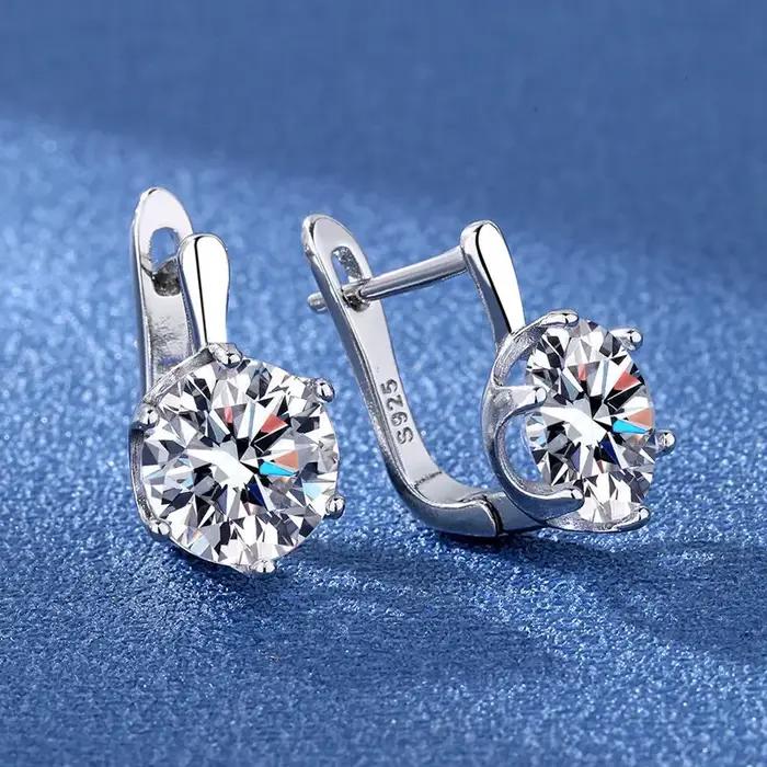 Boucles d'oreilles en argent sterling 925 avec cristaux violets brillants pour femmes, bijoux de lux