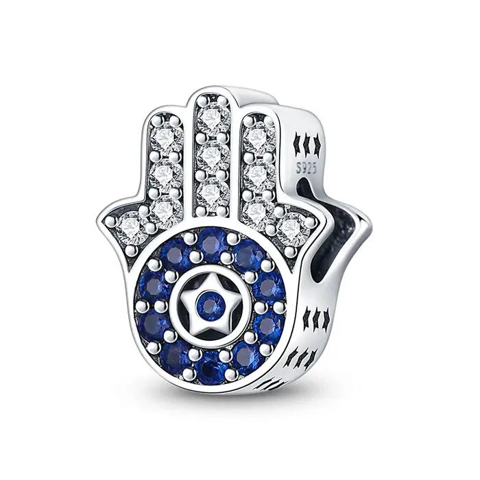 Breloque en argent sterling 925 à l'effigie de la main de Fatima perles zirconium blanche pour femmes bijoux protection chance cadeau anniversaire DIY