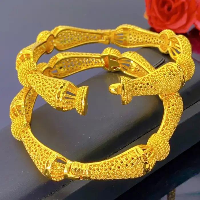 XUHUANG Dubai africain luxe couleur or Bracelets 24K bijoux de fiançailles pour les femmes