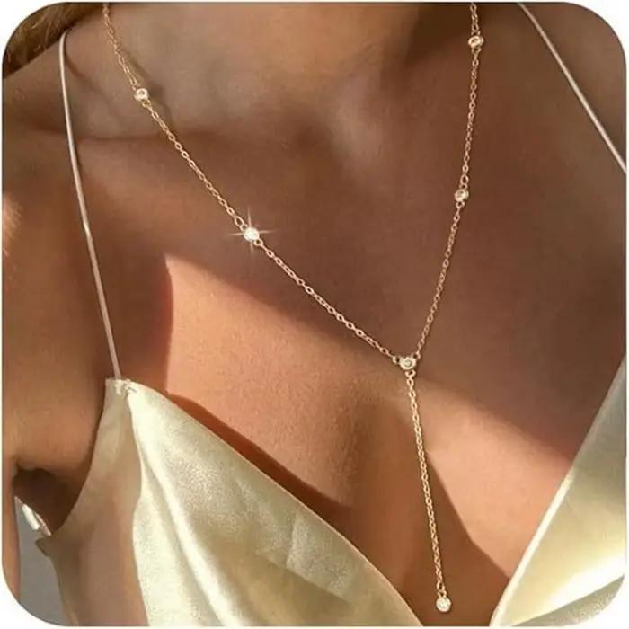 Collier de luxe en forme d'œil Serpentine pour femmes doré chaîne Y pompon cadeau pour anniversaire mariage