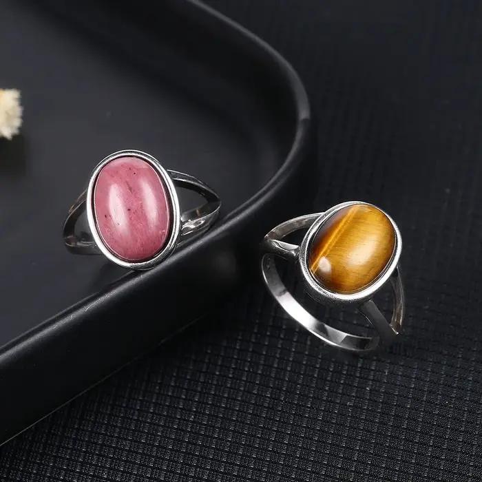 Bague en argent sterling 925 sertie d'œil de tigre naturel pour hommes et femmes, grande pierre, bijou vintage pour occasions spéciales engagement anniversaire mariage fête cadeau