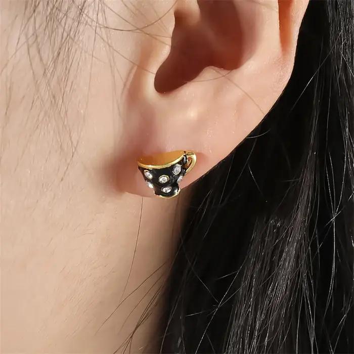 Boucles d'oreilles en forme de tasse à thé pour femmes