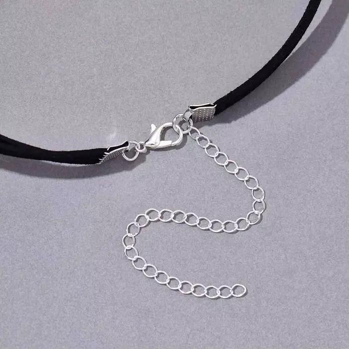 Collier Ras du Cou en Velours Noir à 2 Couches pour Femme et Fille