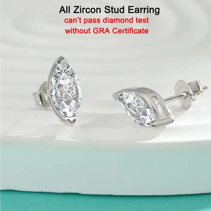 Boucles d'oreilles pendantes en moissanite coupe marquise pour femme, clou en argent regardé 925, di