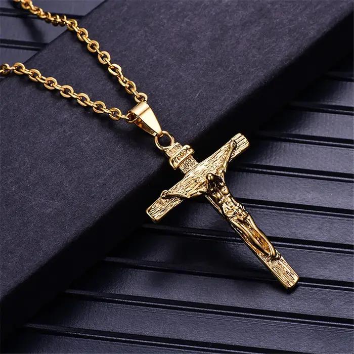 Chaîne pour hommes, bijoux chrétiens, cadeaux, croix Vintage INRI, Crucifix, pièce de jésus, pendent