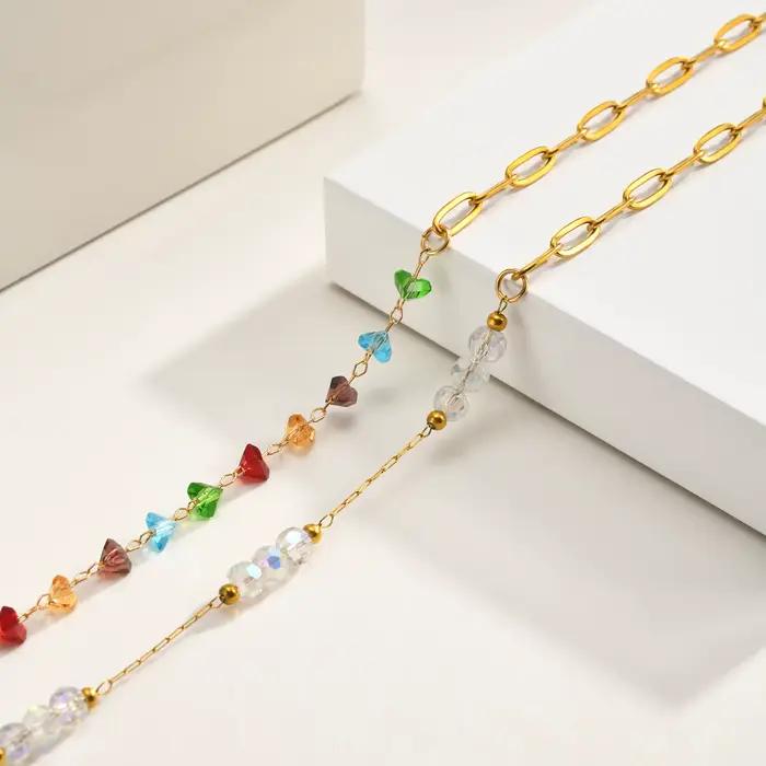 Bracelet en cristal arc-en-ciel avec perles multicolores pour femmes style bohème cadeau occasions spéciales fantaisie quotidienne