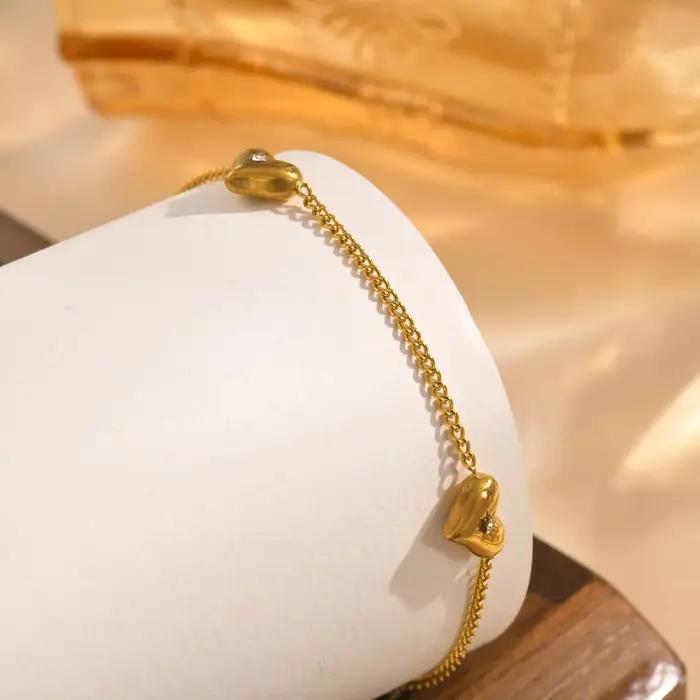Bracelet Vintage en Acier Inoxydable avec Cœur localité pour Femme