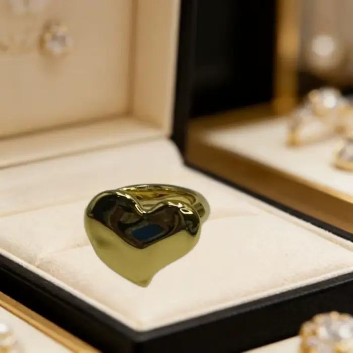 Bague en forme de cœur or et argent, style fille douce et épicée, marque espagnole 2026, accessoires de bijouterie, cadeau charmant