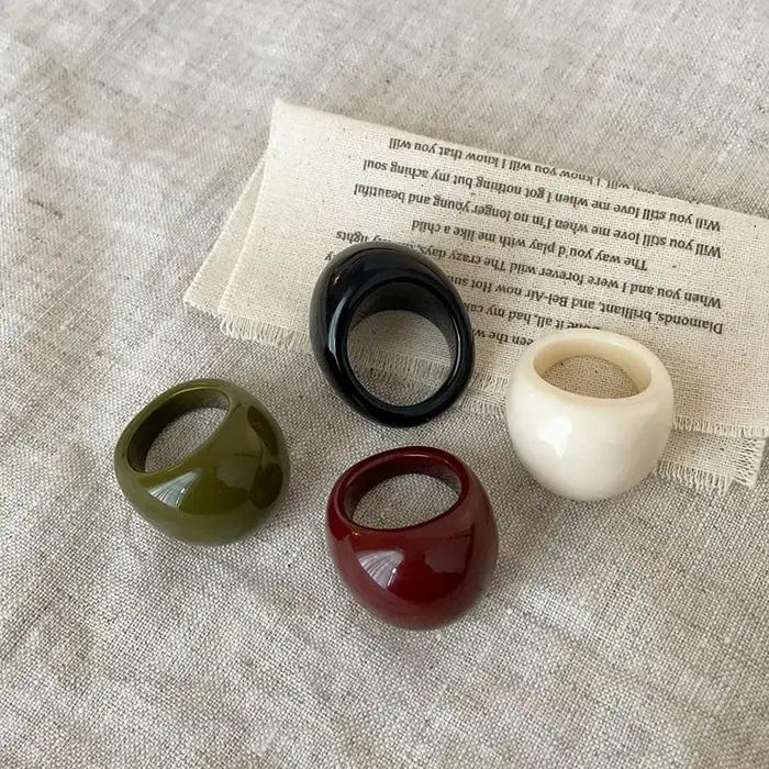 4 pièces/ensemble Vintage géométrique irrégulière résine bague ensemble pour les femmes nouveau Boho