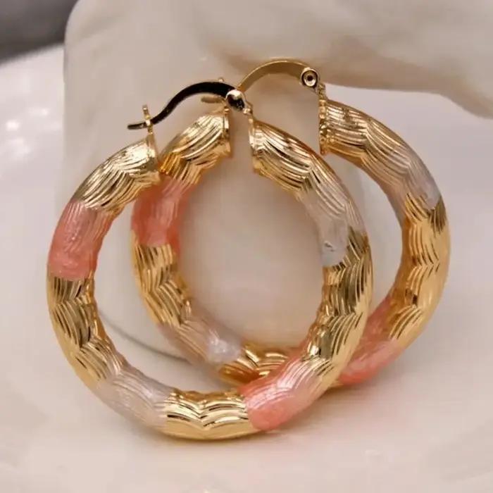 Boucles d'oreilles créoles dorées en alliage de Style bohème, cadeau exquis, boucles d'oreilles déco