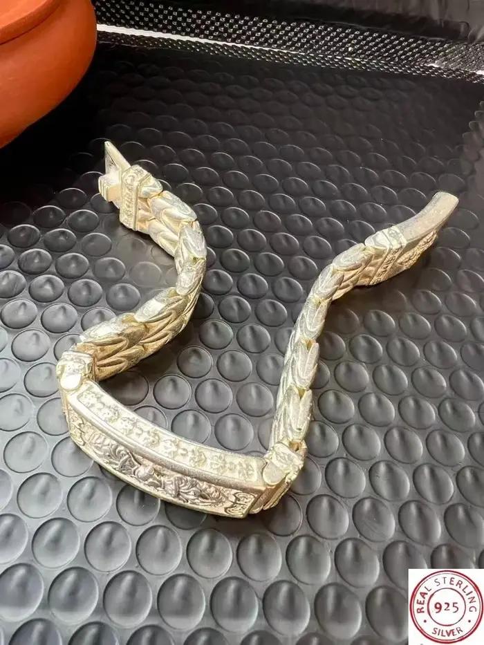 Bracelet en argent tibétain 925 design pestle magique creux en laiton incrusté bijou mode personnalisé unisexe cadeau occasion spéciale