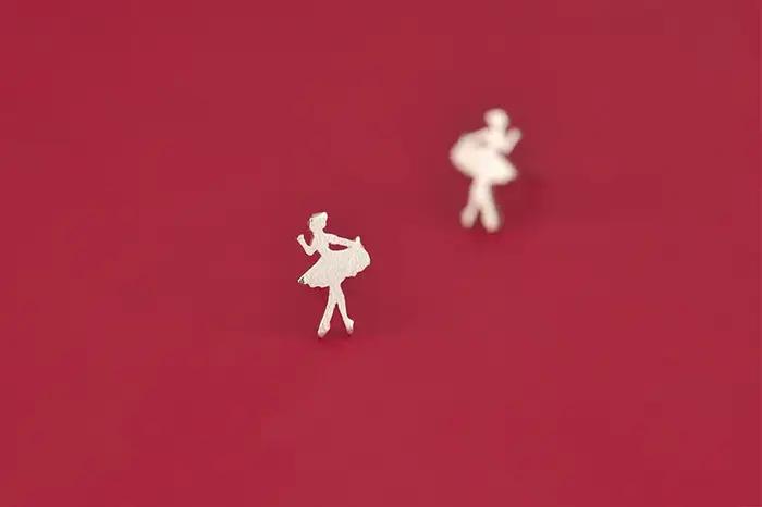Boucles d'oreilles de ballet en argent Sterling 925 véritable pour femmes et filles
