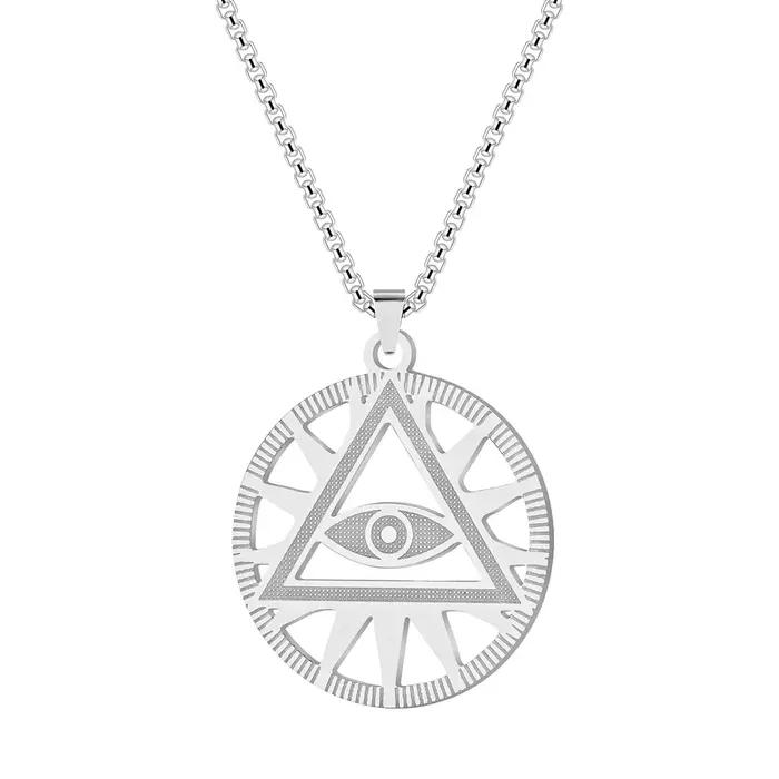Collier avec pendentifs en forme de pyramide Illuminati pour femmes