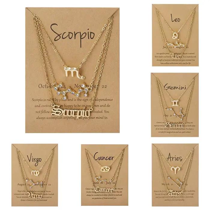 Collier avec 12 signes du zodiaque pour femmes