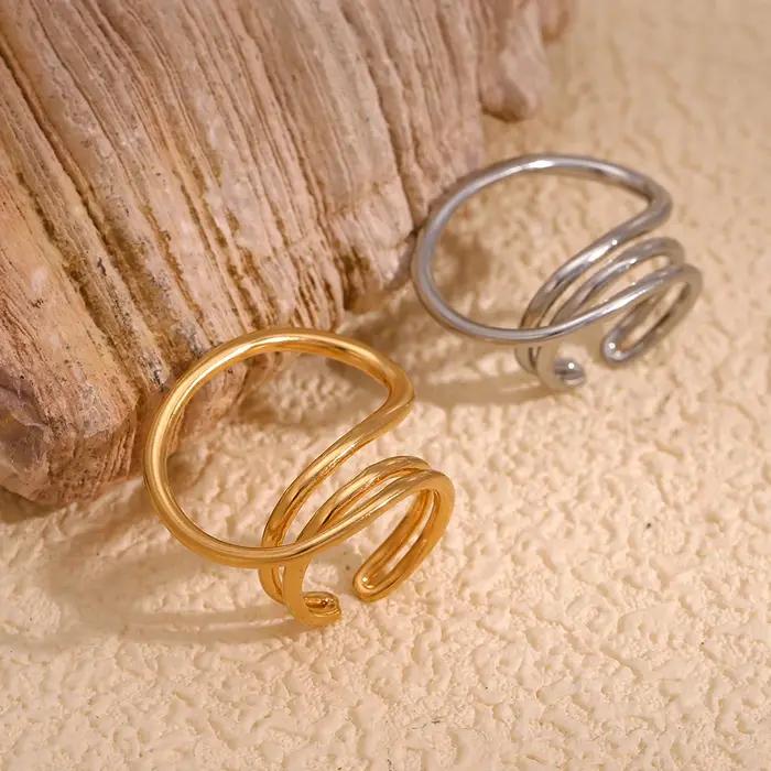 E.B.belle-Bague à Lignes Géométriques Déformées pour Femme