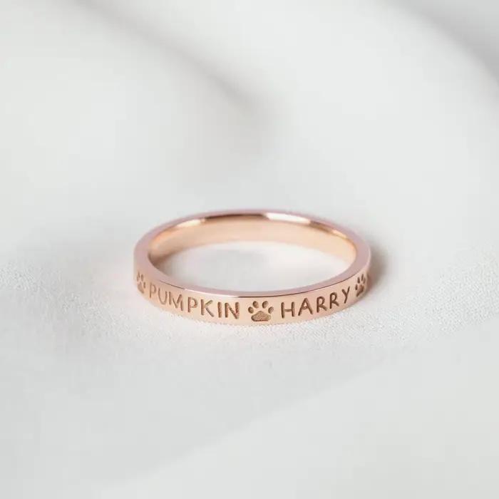Bague personnalisée avec nom d'animal de compagnie