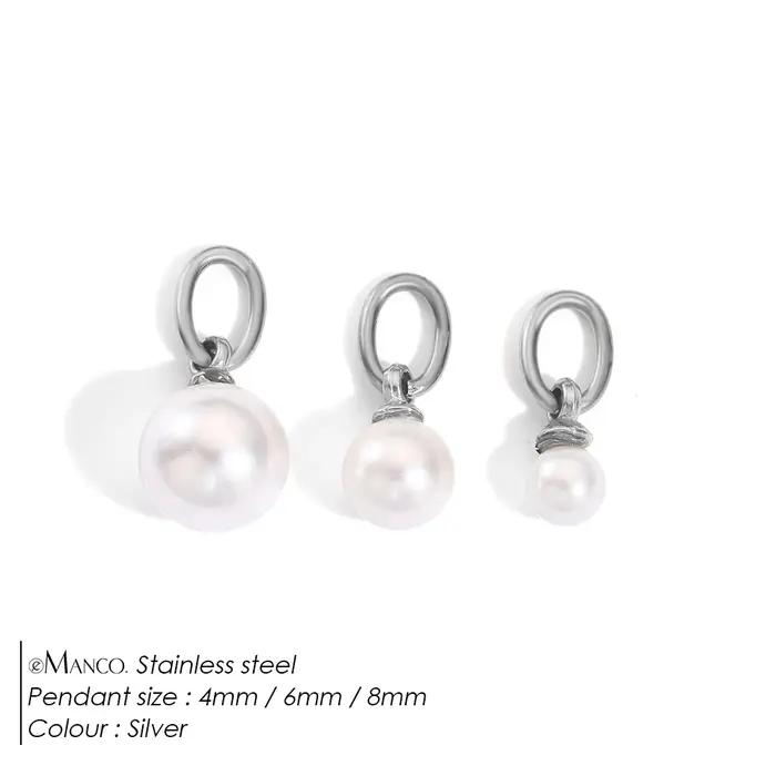 EManco – Lot de 3 breloques en perles d'imitation cultivées avec anneaux de jonction en acier inoxydable pour colliers